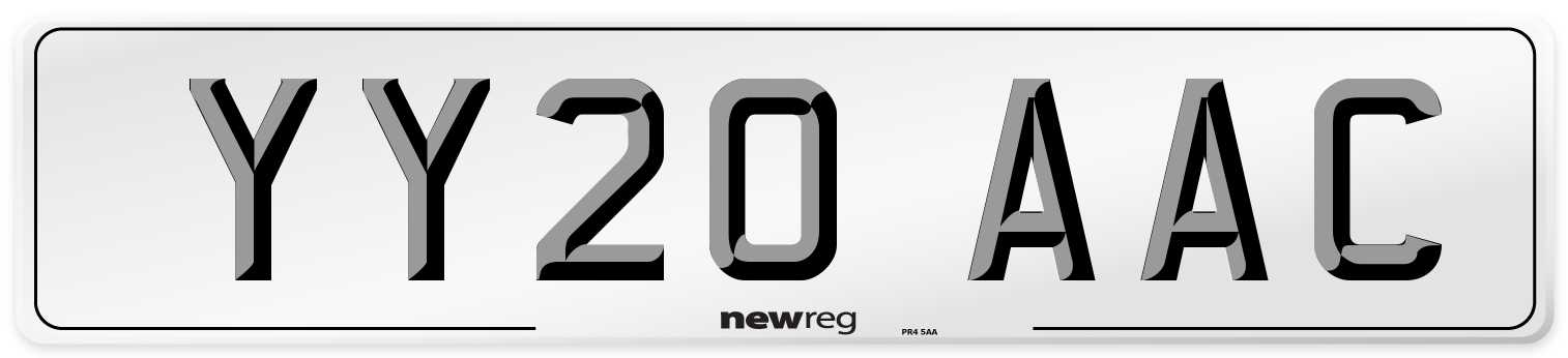 YY20 AAC Number Plate from New Reg